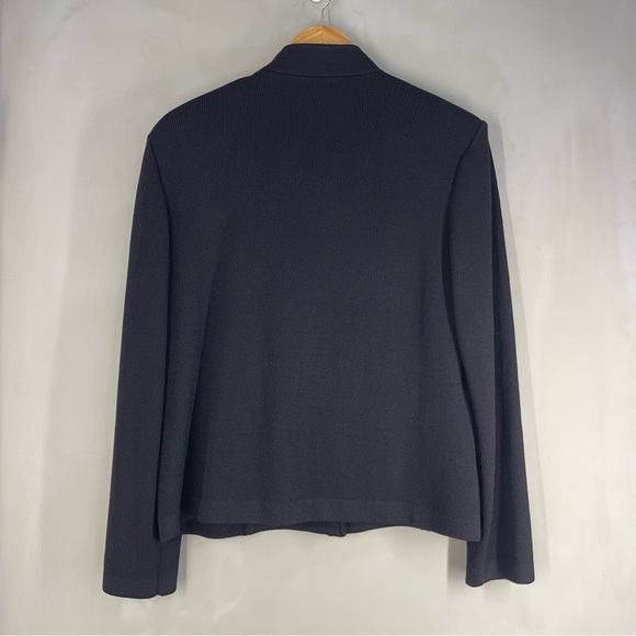 St John Basics 14  Black Santana Knit Button Front Jacket Made In The USA - Picture 3 of 8